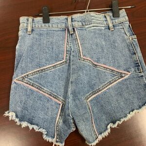 REVICE Blue Star-Accent Jean Shorts